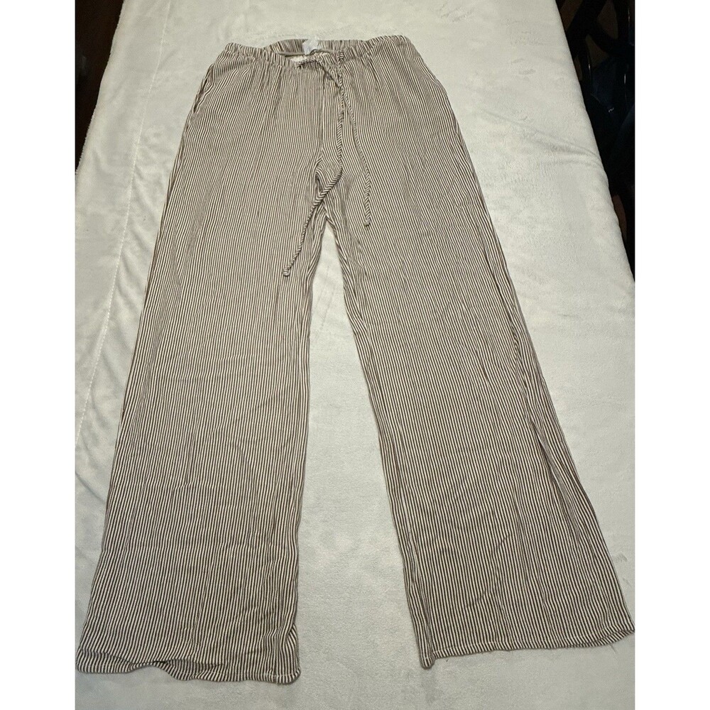 Sienna Sky Tan Brown  Wide Leg, Elastic Waist, Boho Pants, Peasant, Size L
